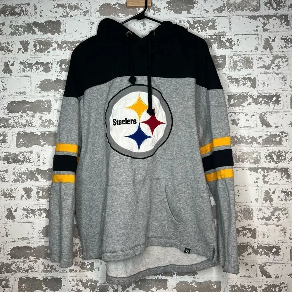47 Brand Pittsburgh Steelers Gray Black Yellow Pullover Hoodie